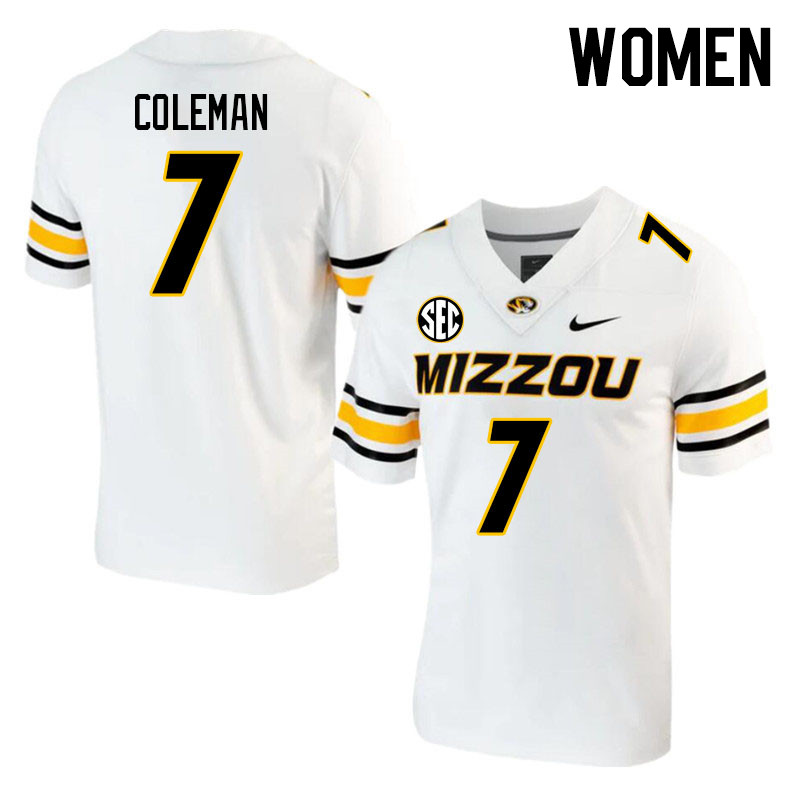 Women #7 DJ Coleman Missouri Tigers College 2023 Football Stitched Jerseys Sale-White